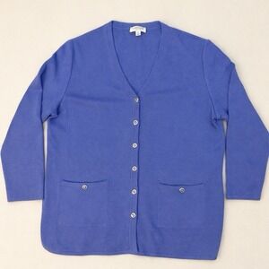 ST. JOHN SPORT by Marie Gray Knit Cardigan Periwinkle Blue Purple Size XL
